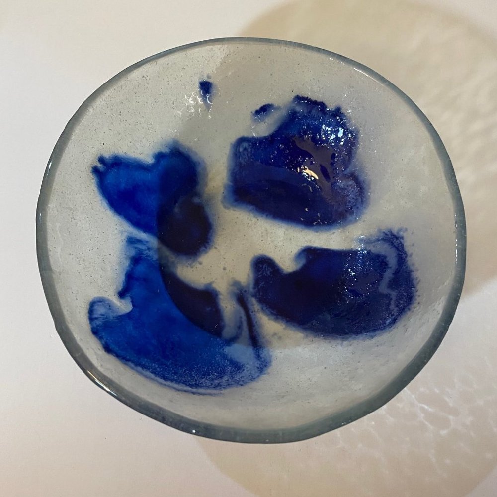 Vintage 1960s/1970s Clear Blue Small Glass Bowl